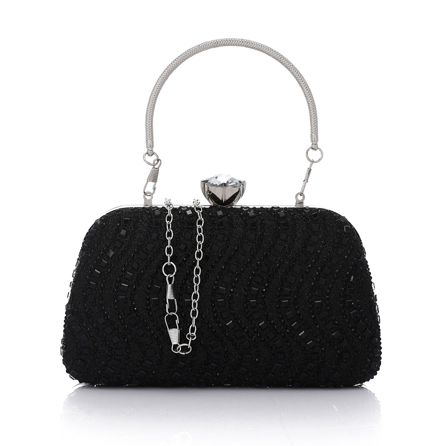 Elegant Beaded Evening Clutch Bag – Black