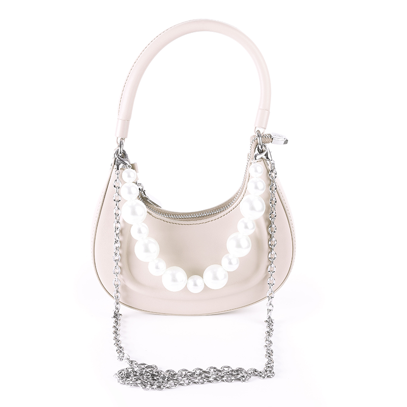Pearl Chain Shoulder Bag – White