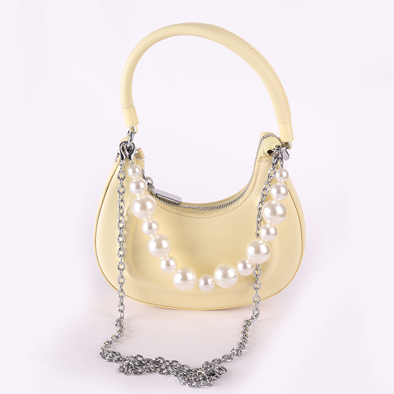 Pearl Chain Shoulder Bag – Butter yellow