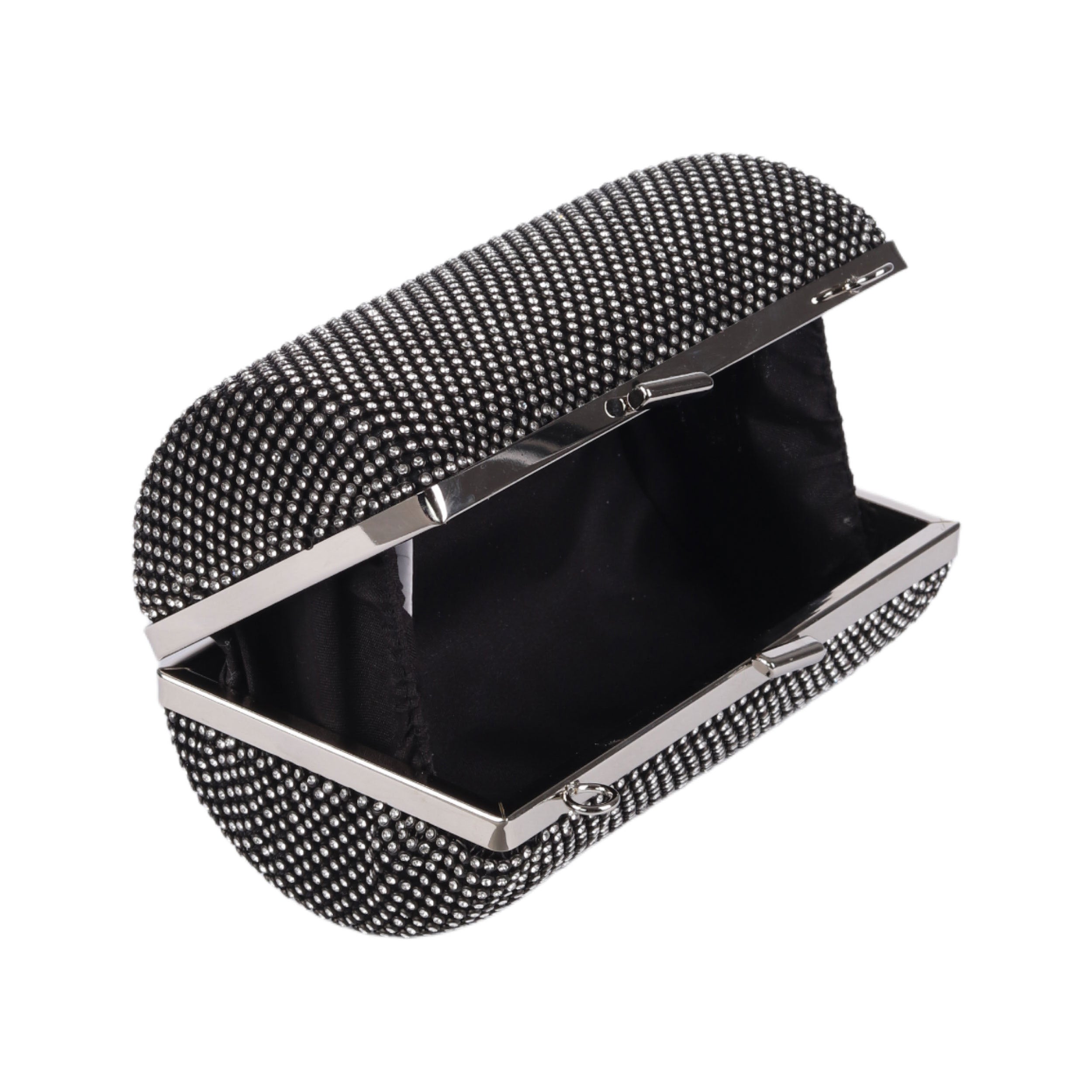 Rhinestone Cylinder Clutch Bag ??? Silver & Black