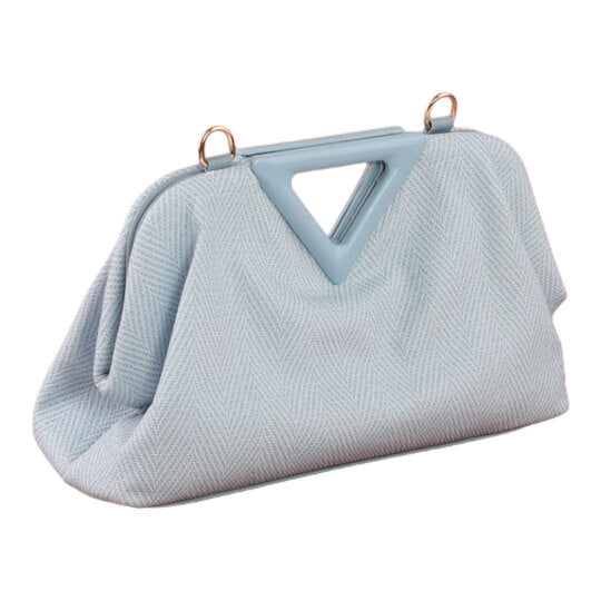 Triangle Handle Textured Shoulder Bag – Baby Blue