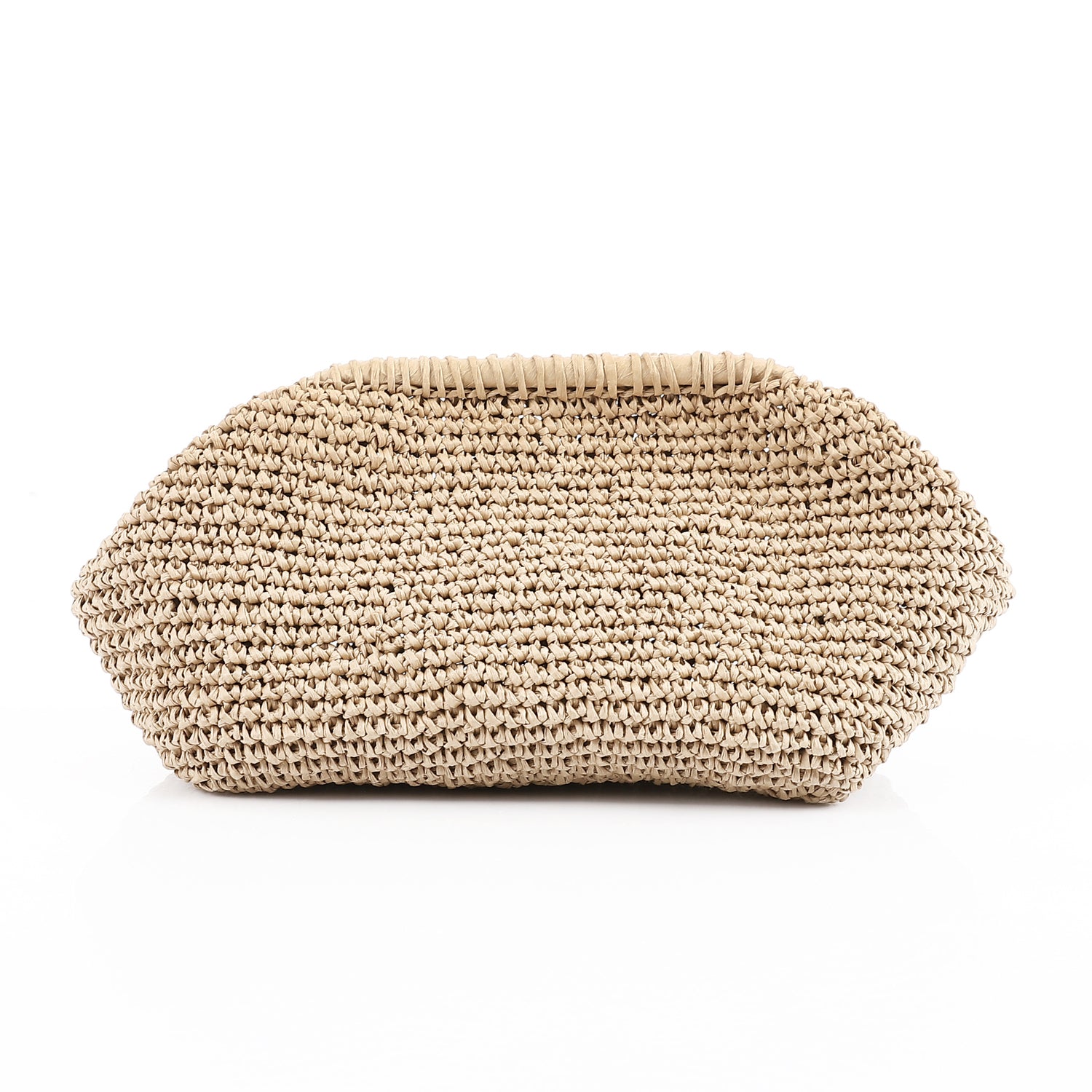 Minimal Woven Straw Clutch - Beige