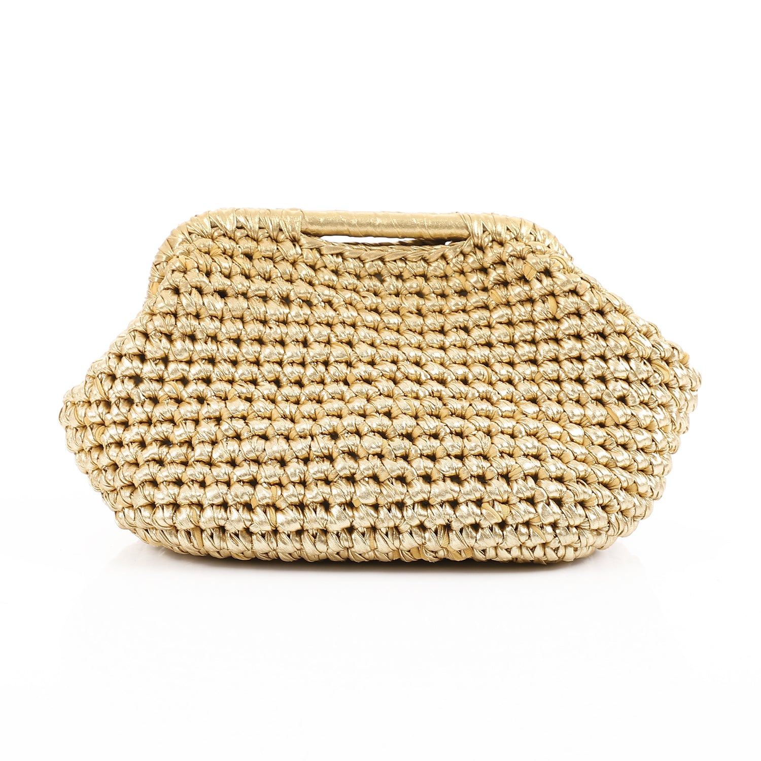 Minimal Woven Straw Clutch - Gold