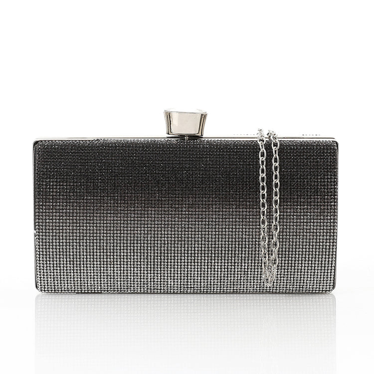 Midnight Glam Rhinestone Box Clutch – Black