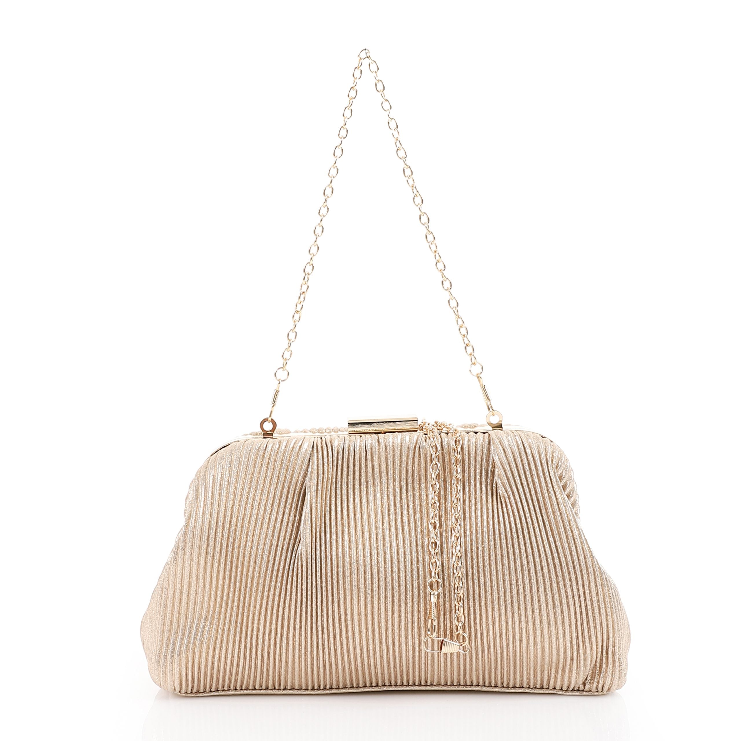 Pleated Satin Clutch ƒ?? Gold