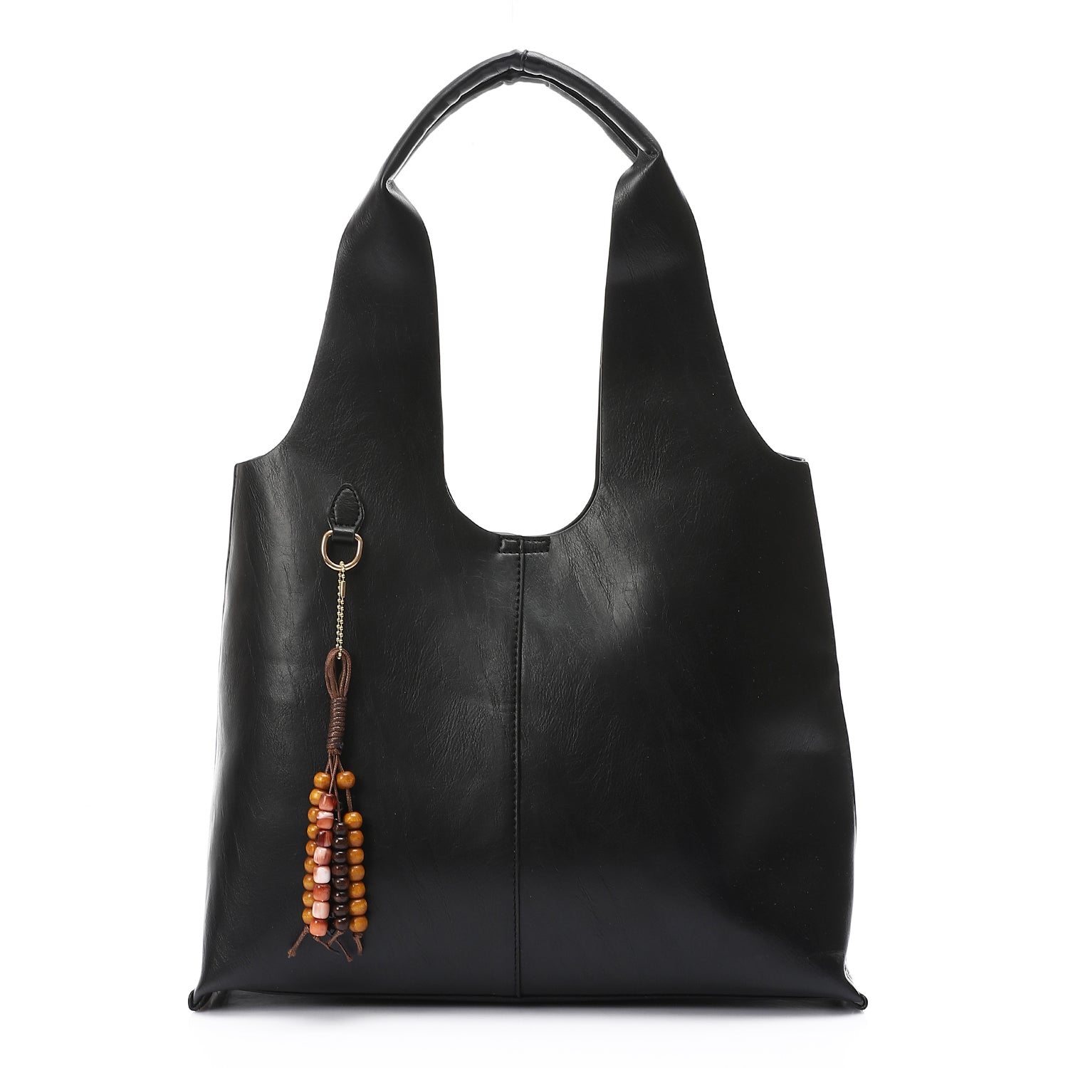 Tote Bag with Beaded Accessory  – Black