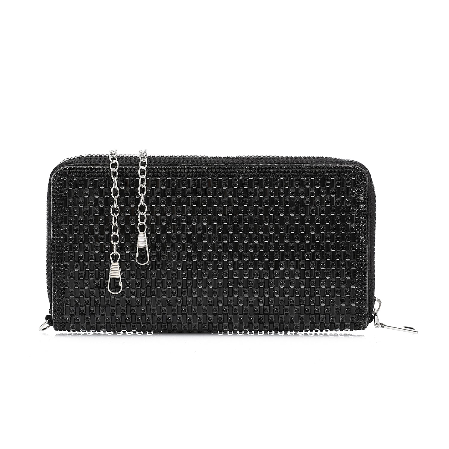 Crystal Zip Wallet - Black