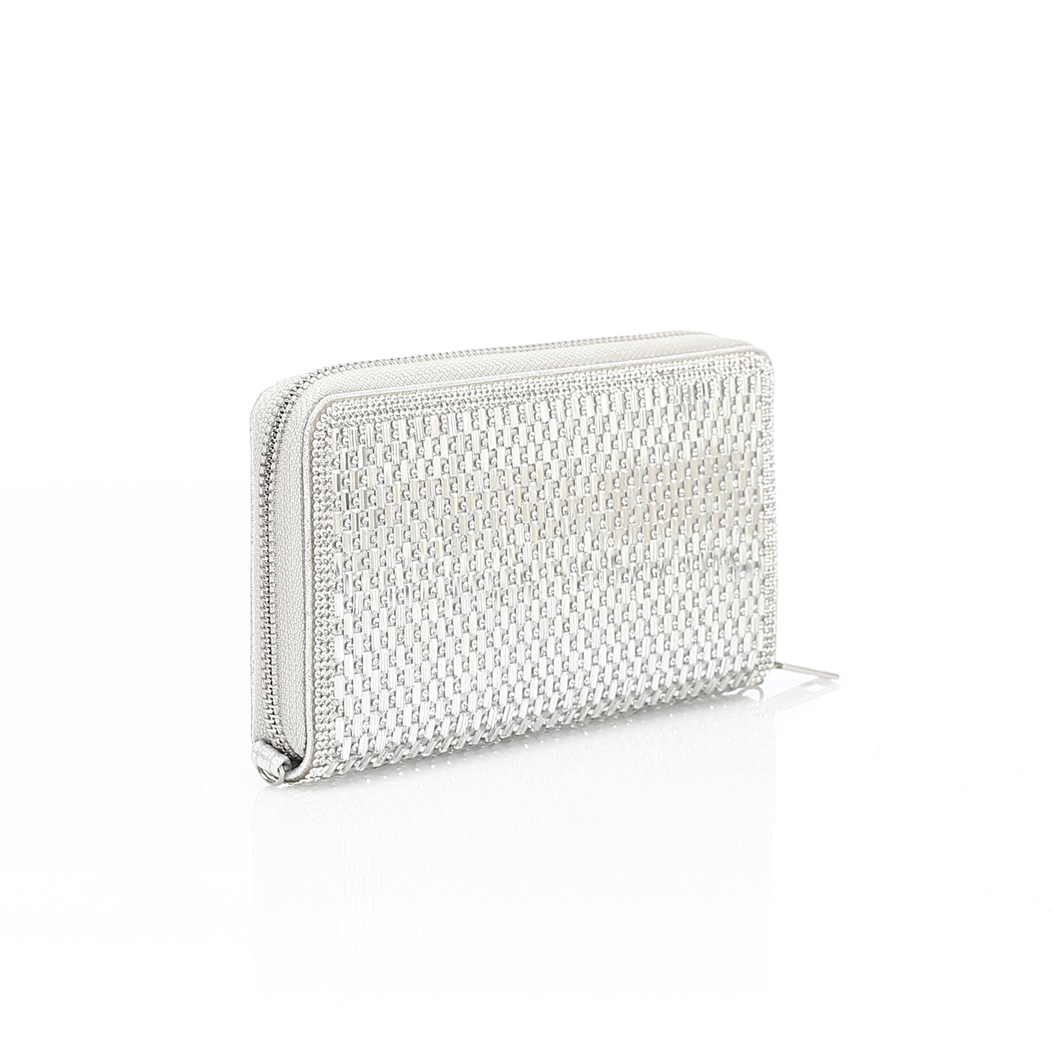 Crystal Zip Wallet - Silver