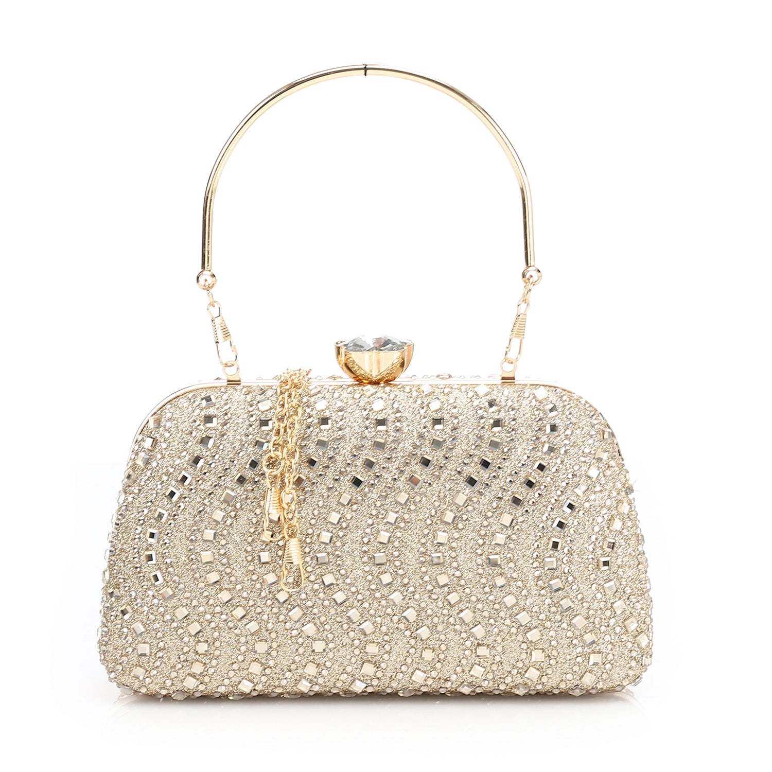 Crystal Top Handle Evening Clutch – Gold