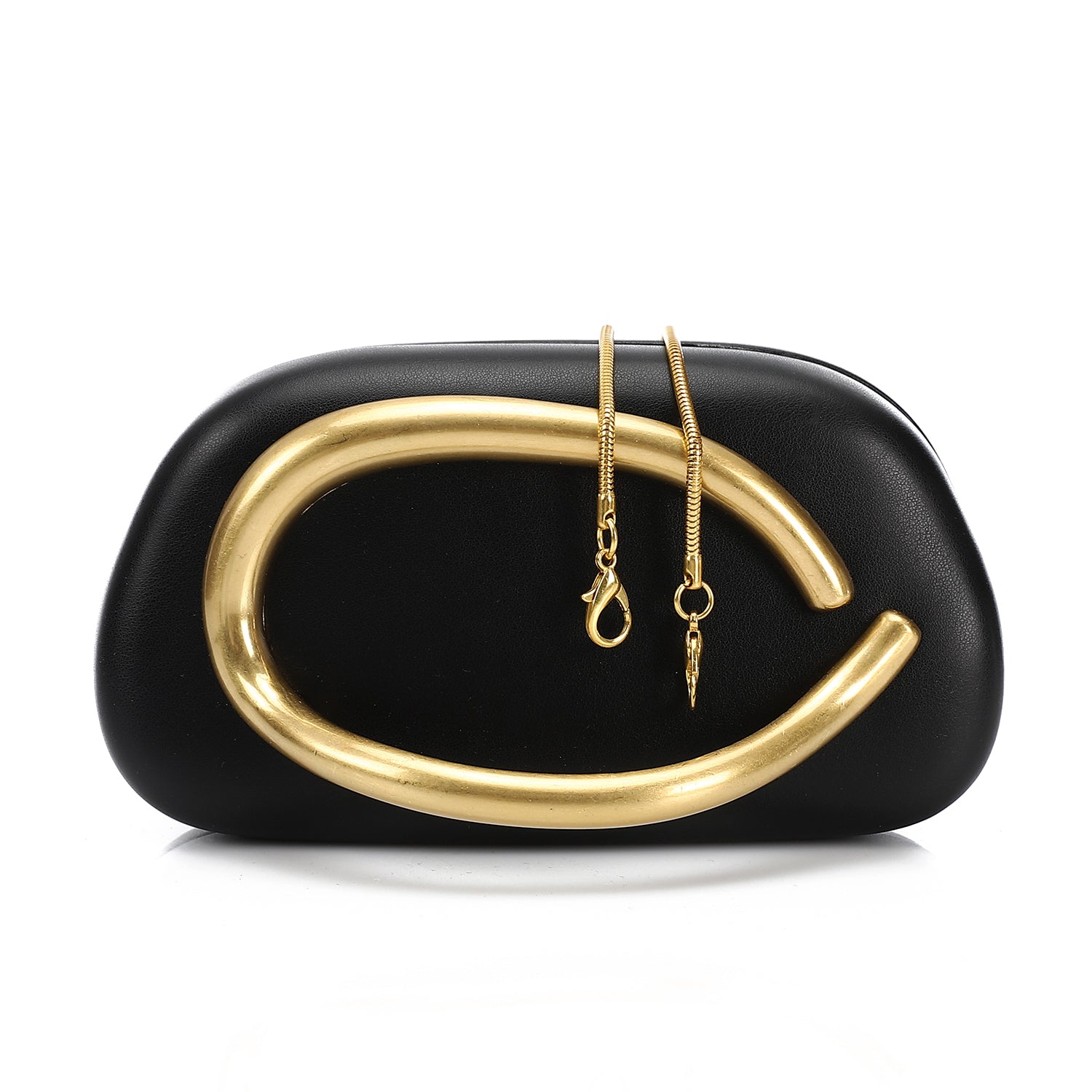 Statement Handle Clutch Black