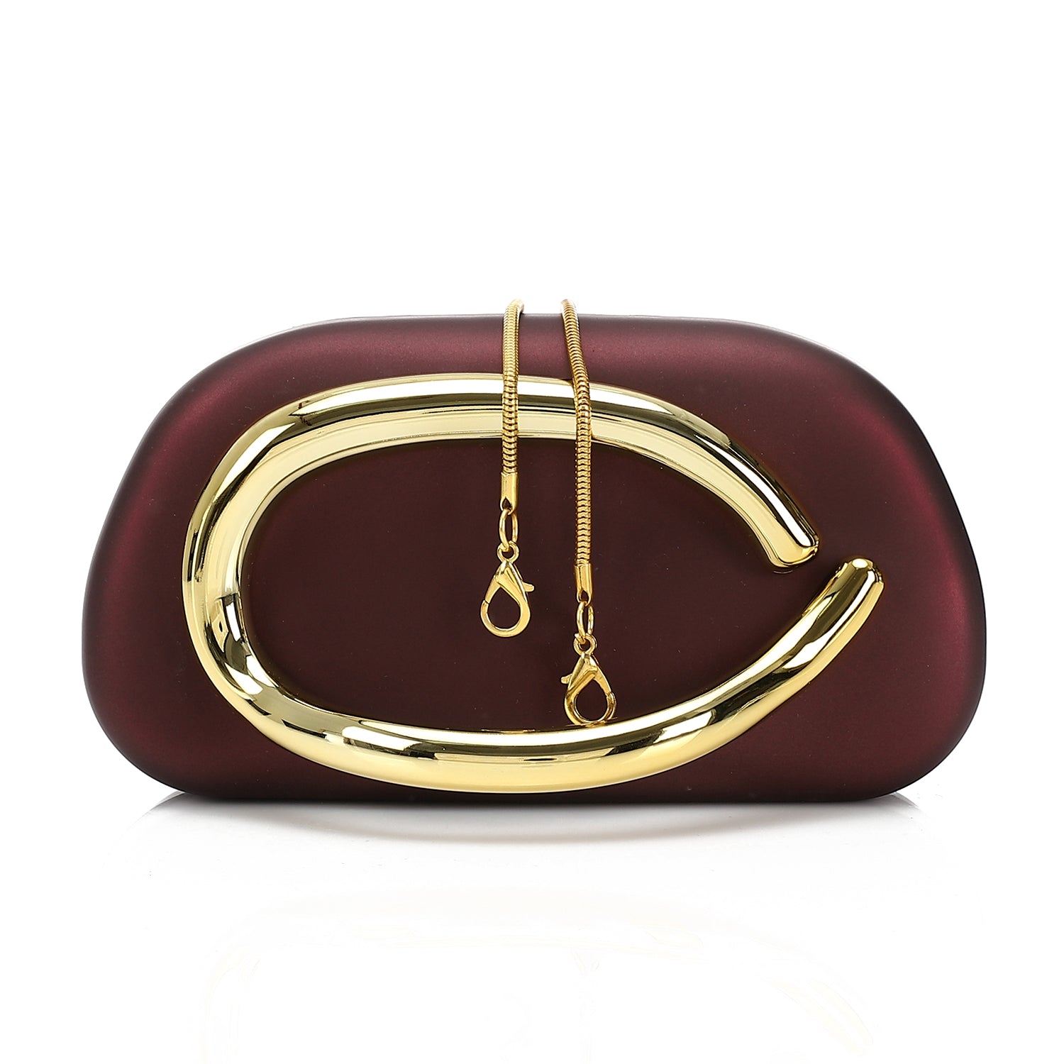 Statement Handle Clutch Burgundy