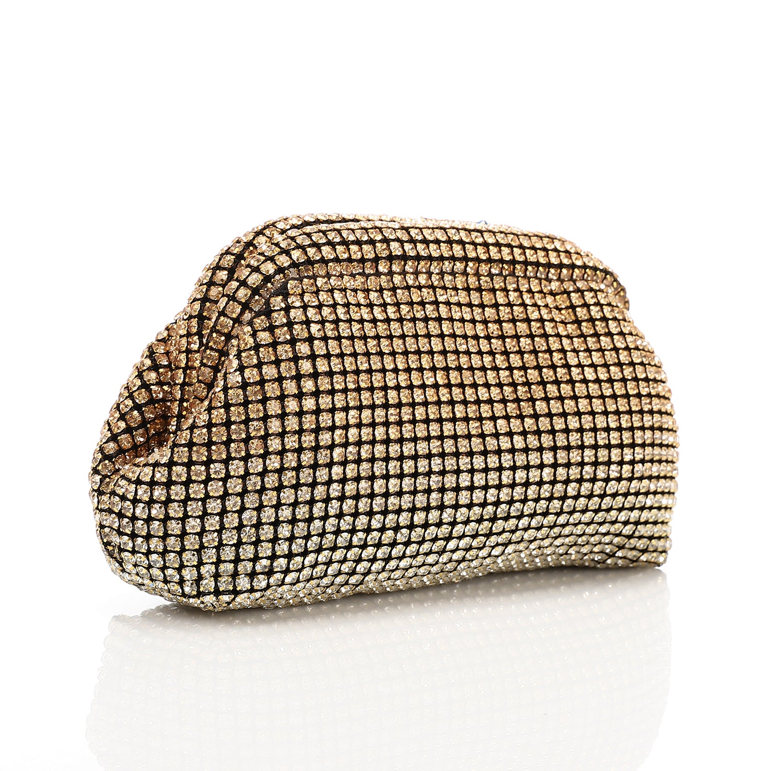 Full Crystal Rhinestone Evening Pouch Gold