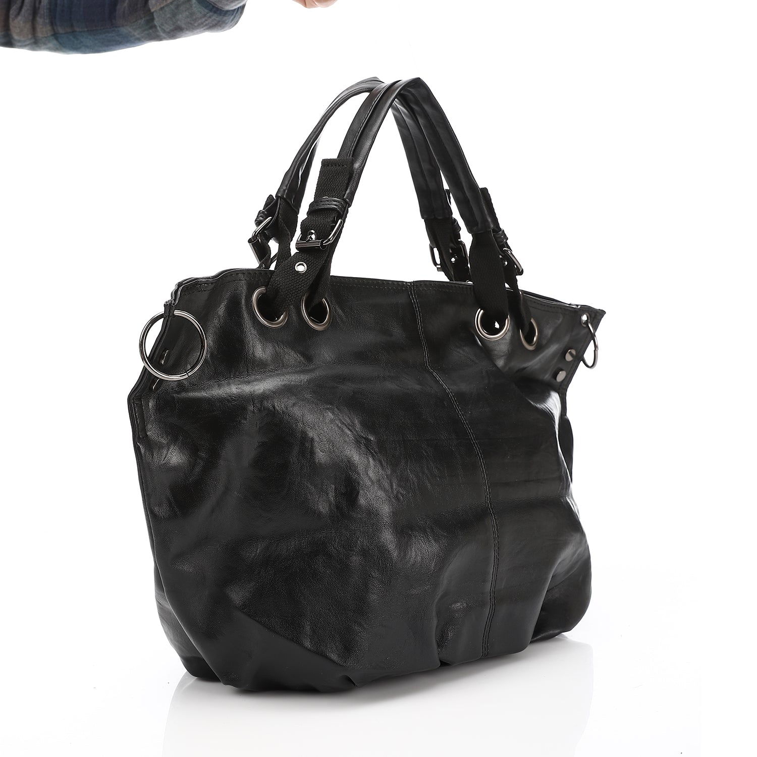 Oversized Faux Leather Multi-Functional Tote Bag Black