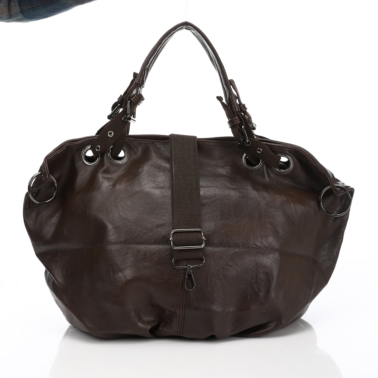 Oversized Faux Leather Multi-Functional Tote Bag Café
