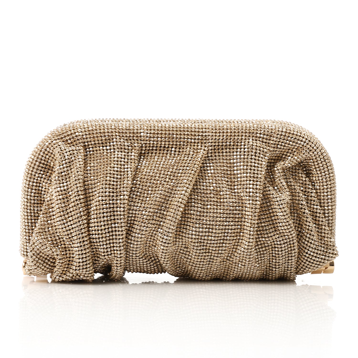 Ruched Rhinestone Evening Clutch  Gold
