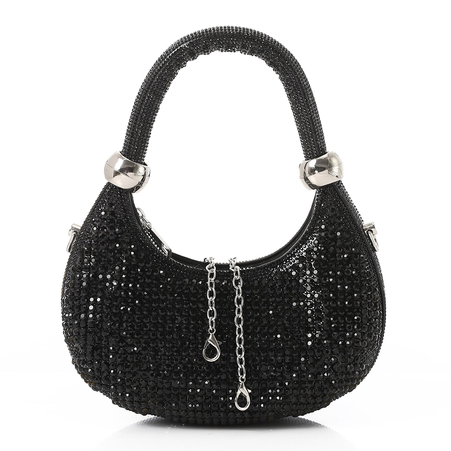 Crystal-Embellished Evening Handbag Black