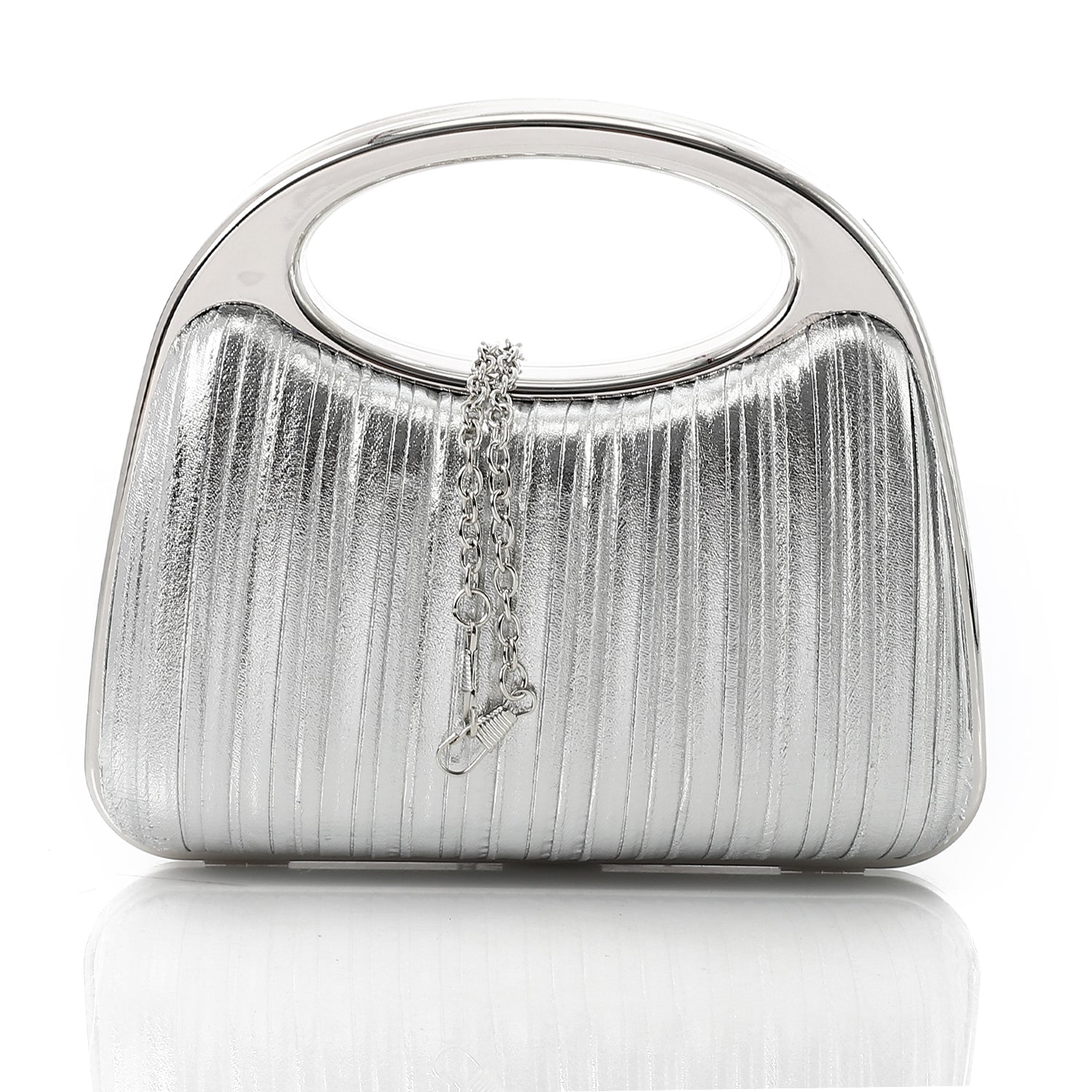 Crystal-Embellished Evening Handbag Silver