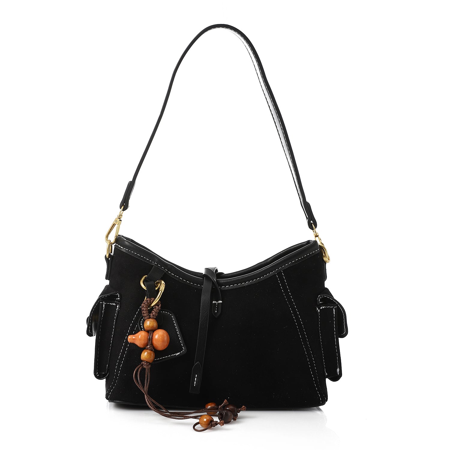 Vintage Retro Handbag with Adjustable Strap Black