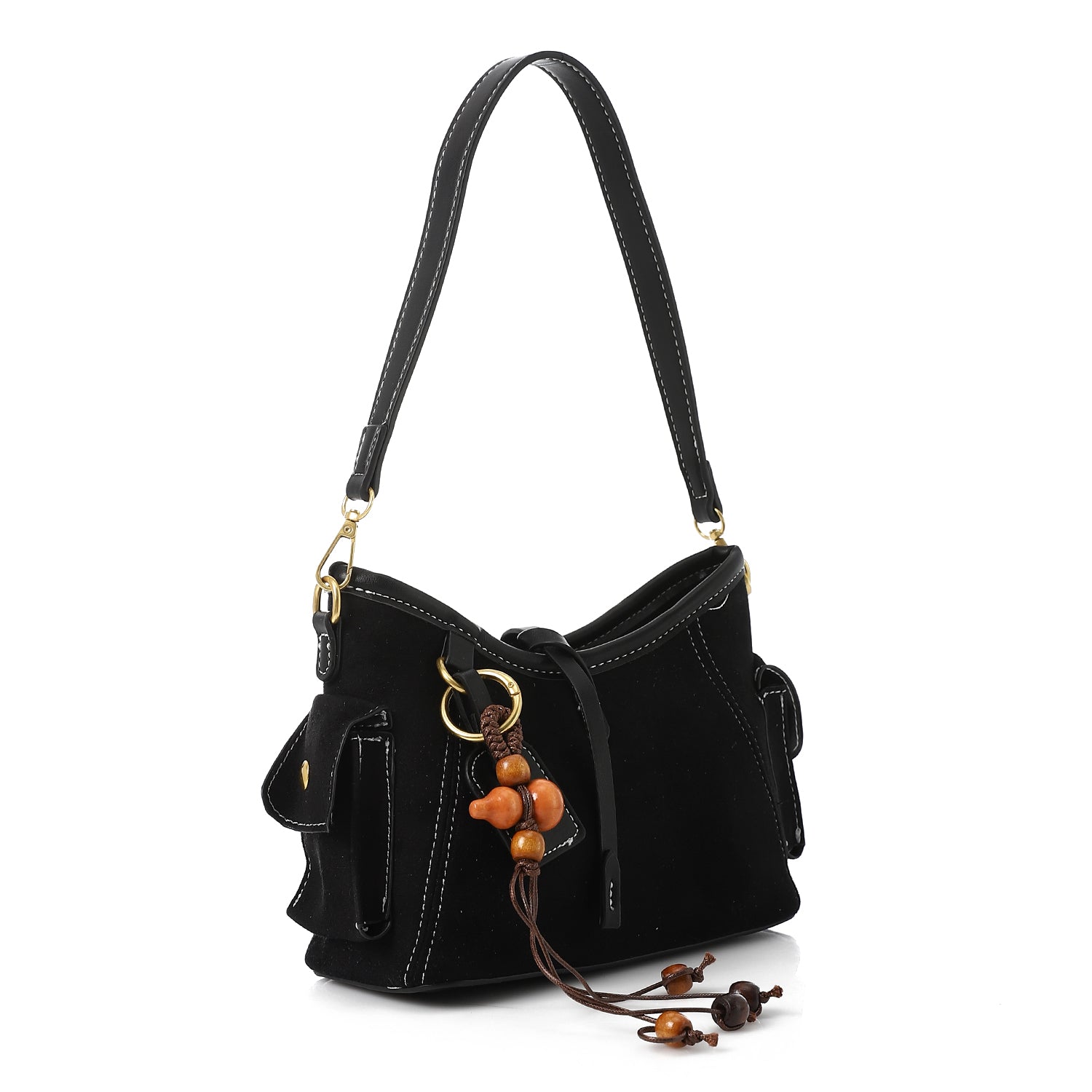 Vintage Retro Handbag with Adjustable Strap Black