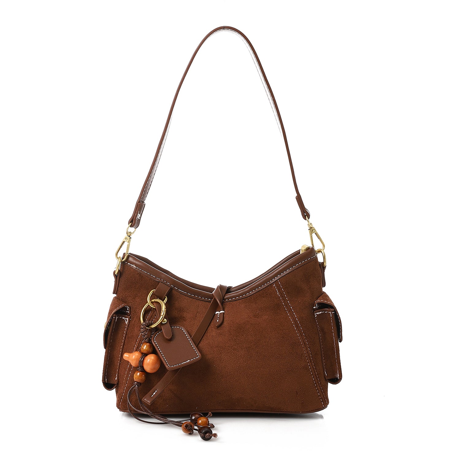 Vintage Retro Handbag with Adjustable Strap Brown