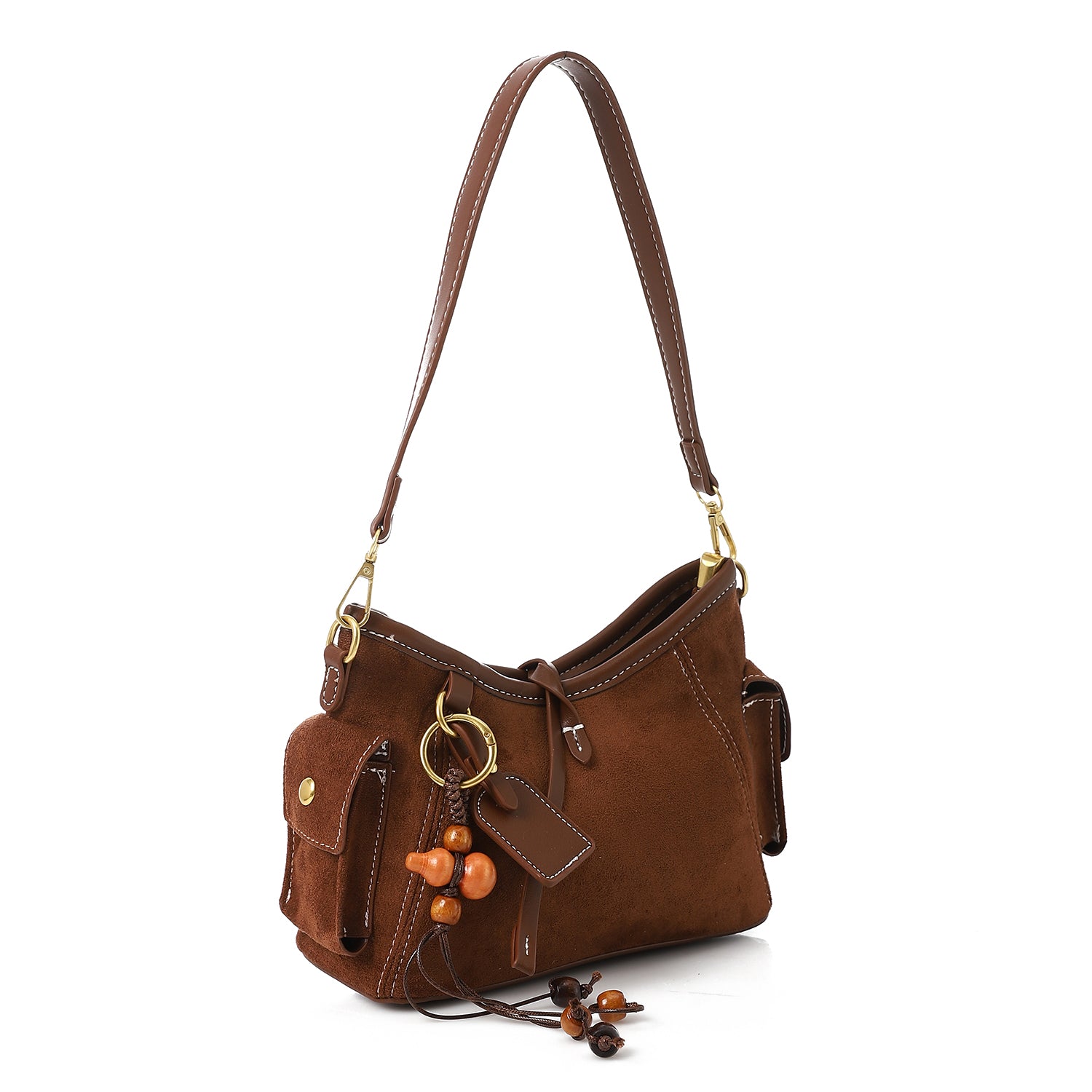 Vintage Retro Handbag with Adjustable Strap Brown
