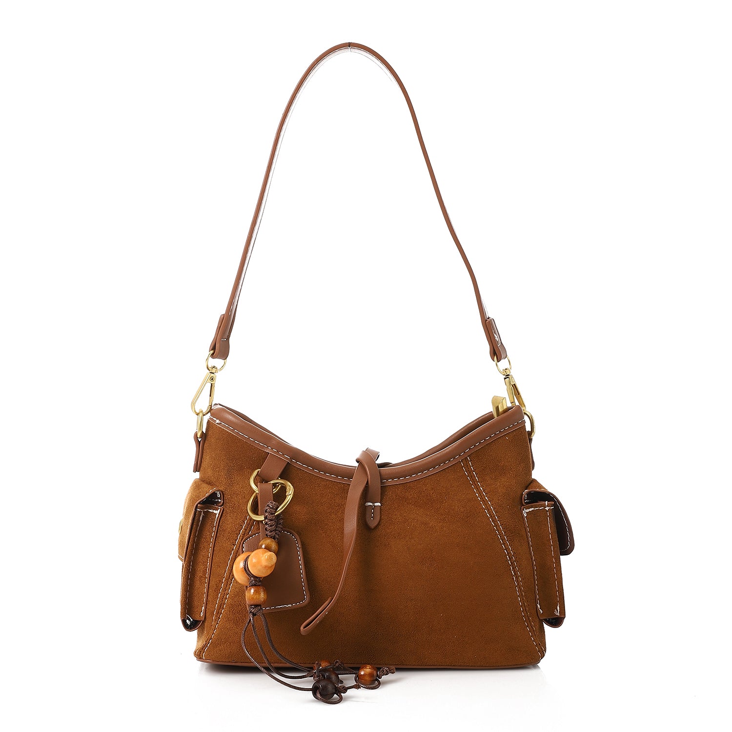 Vintage Retro Handbag with Adjustable Strap Camel