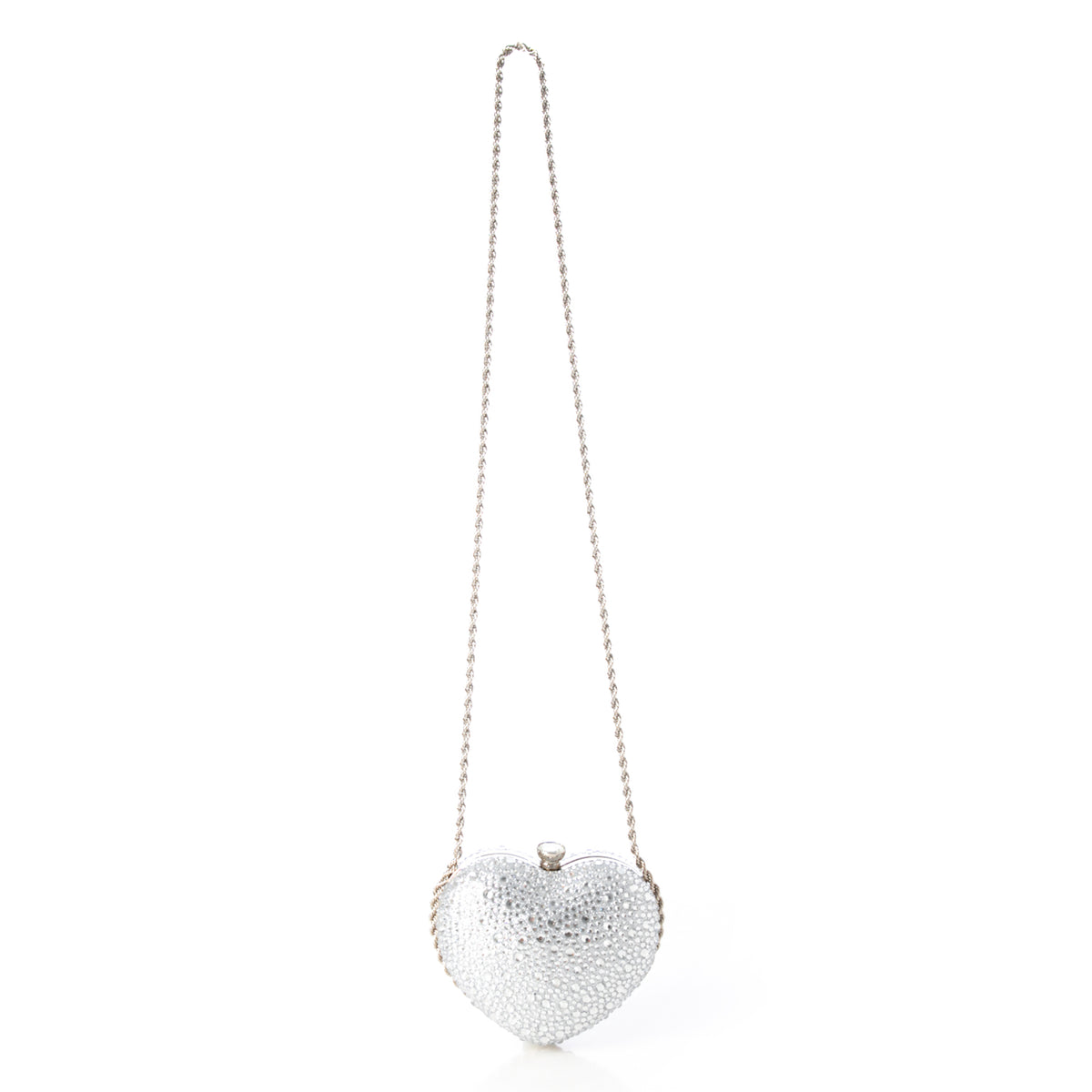 Crystal Heart Evening Clutch Silver