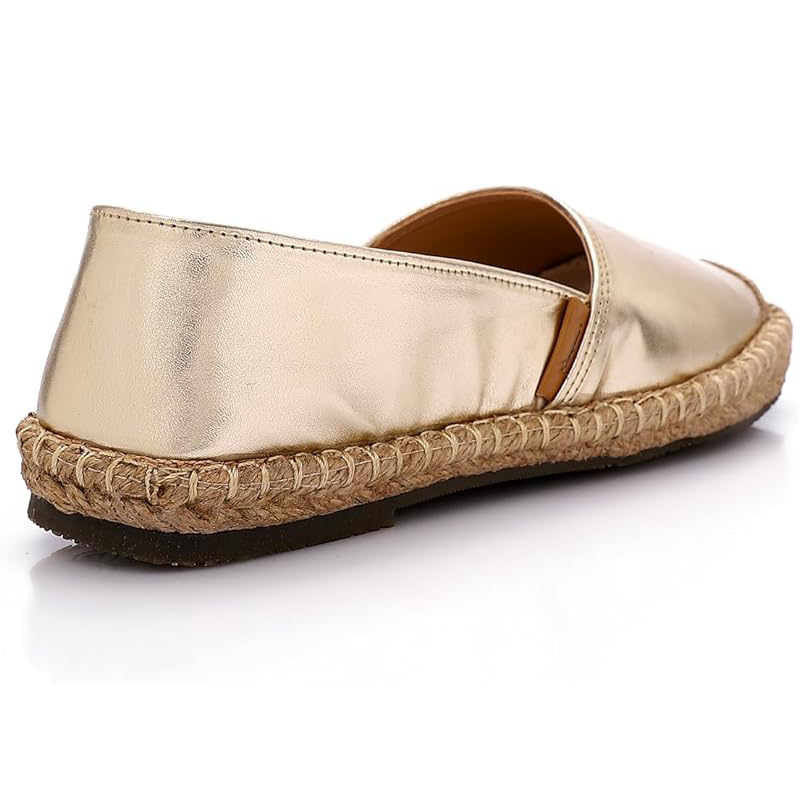 Leather Espadrille Flats ƒ?? Gold
