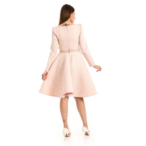 Square Neck Fit & Flare Dress - Blush Pink