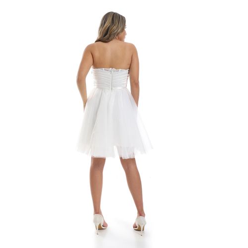 Tulle Corset Soiree Mini Dress - White