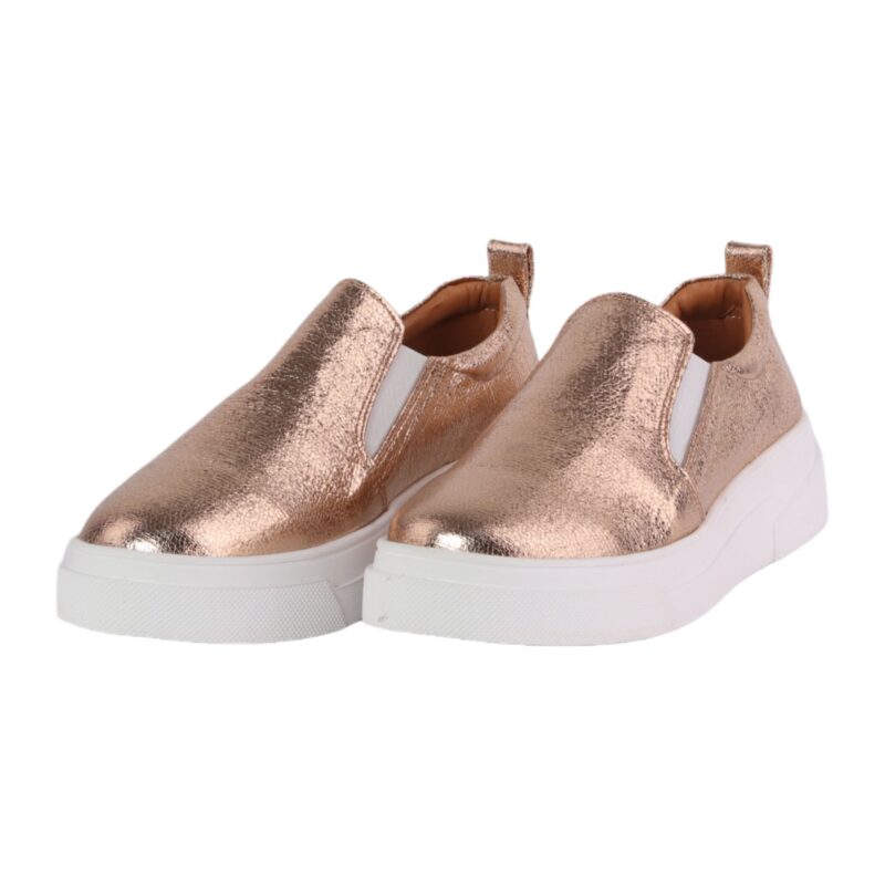 Metallic Leather Slip-On Sneakers ƒ?? Rose Gold
