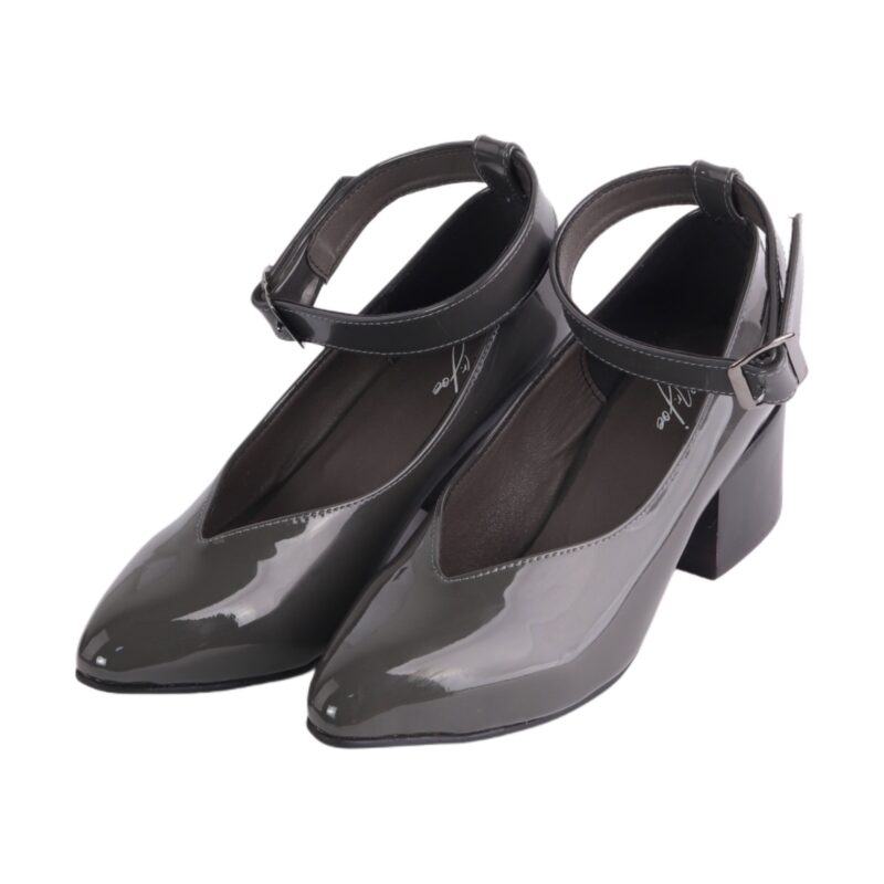 Glossy Block Heels ƒ?? Grey