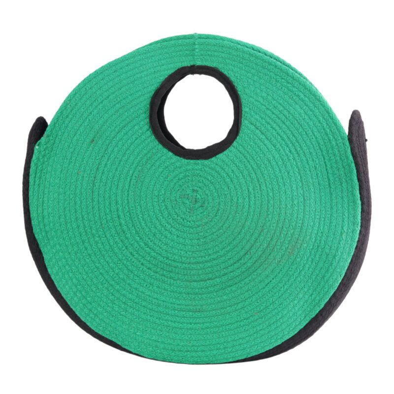 Handmade Circular Woven Handbag – Green & Black