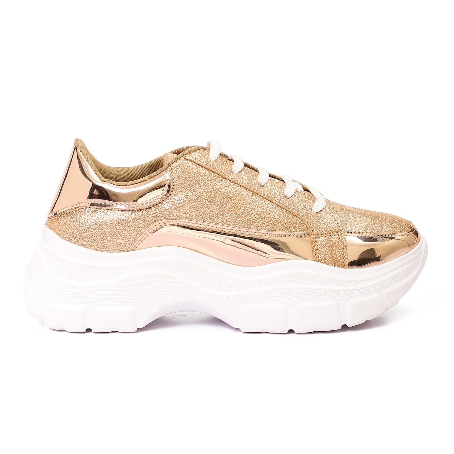 Chunky Leather Sneakers ƒ?? Gold & Rose