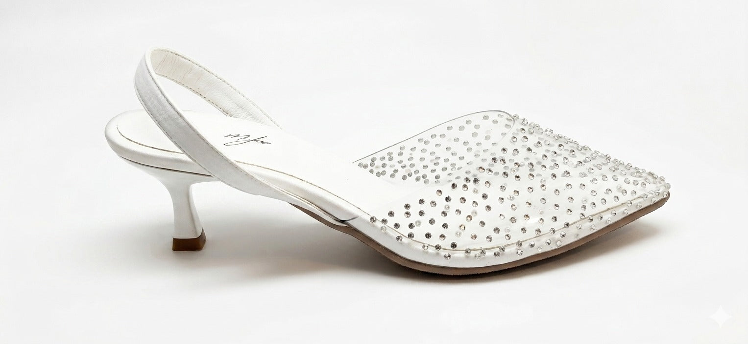 Crystal Bloom Flats White