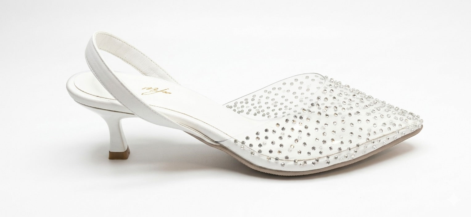 Crystal Bloom Flats White