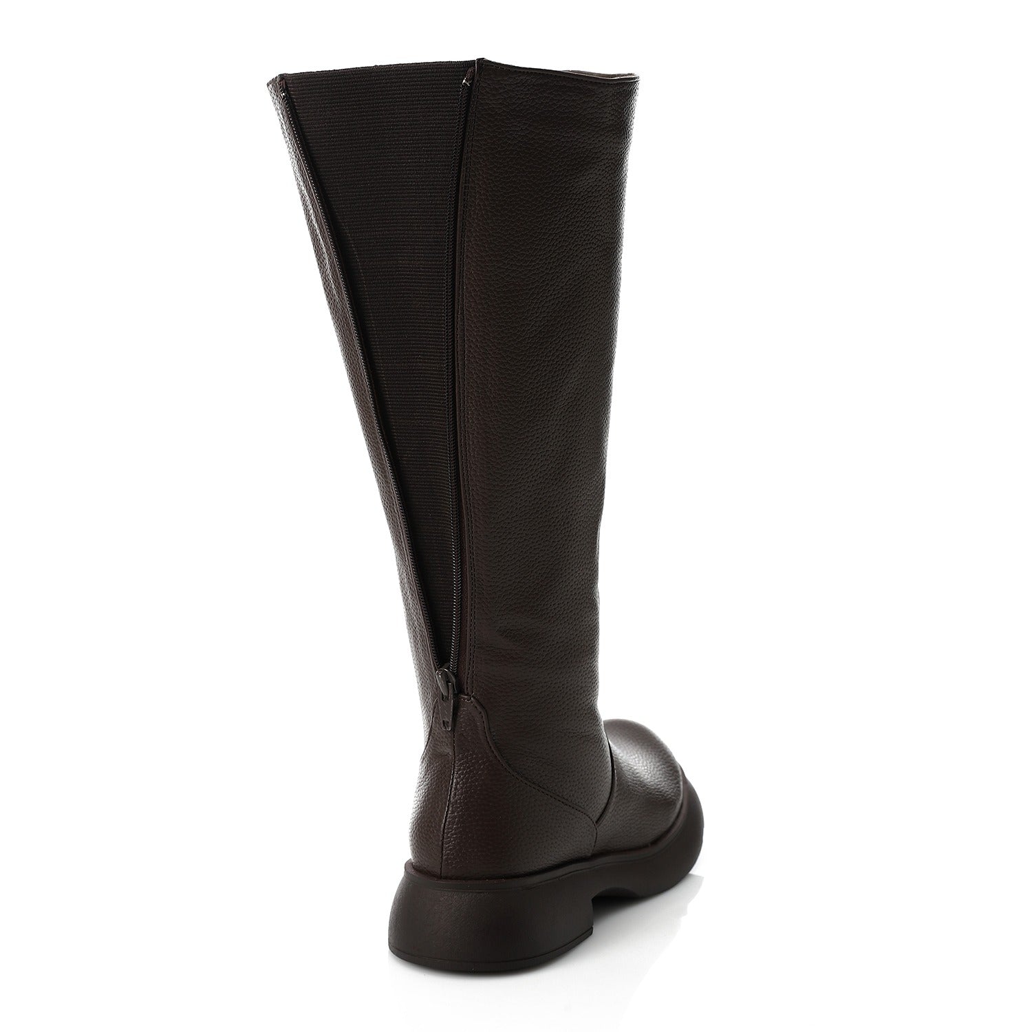 Double Zipper Knee-High Boots - Brown